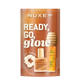 Nuxe Promo Ready, Go, Glow Huile Prodigieuse Or Ξηρό Λάδι 10ml & Reve de Miel Ενυδατικό Χειλιών με Μέλι 10ml & Δώρο Scrunchie Μαλλιών 1τμχ