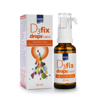 Intermed D3 fix Drops 1000iu Βιταμίνη D σε Σταγόνες με Αντλία Χόρηγησης για Παιδιά & Ενήλικες με Γεύση Φράουλα 30ml