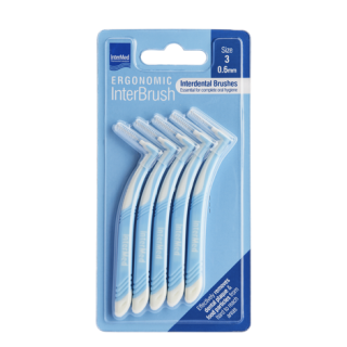 Intermed Ergonomic Interdental Brushes Μεσοδόντια Βουρτσάκια Με Λαβή 0.6mm Size 3, 5τμχ