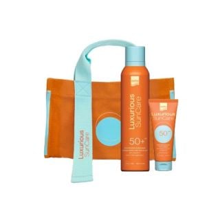Intermed Promo Luxurious Sun Care Spf50 Διάφανο Αντηλιακό Σπρέι Με Αντιοξειδωτική Δράση 200ml & Spf50 Αντηλιακή Κρέμα Προσώπου Με Υαλουρονικό Οξύ & Βιταμίνη Ε 75ml