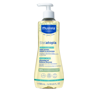 Mustela Stelatopia Παιδικό Λάδι Καθαρισμού για Σώμα + Μαλλιά για Ατοπικό Δέρμα με Ηλίανθο Βιολογικής Καλλιέργειας 500ml