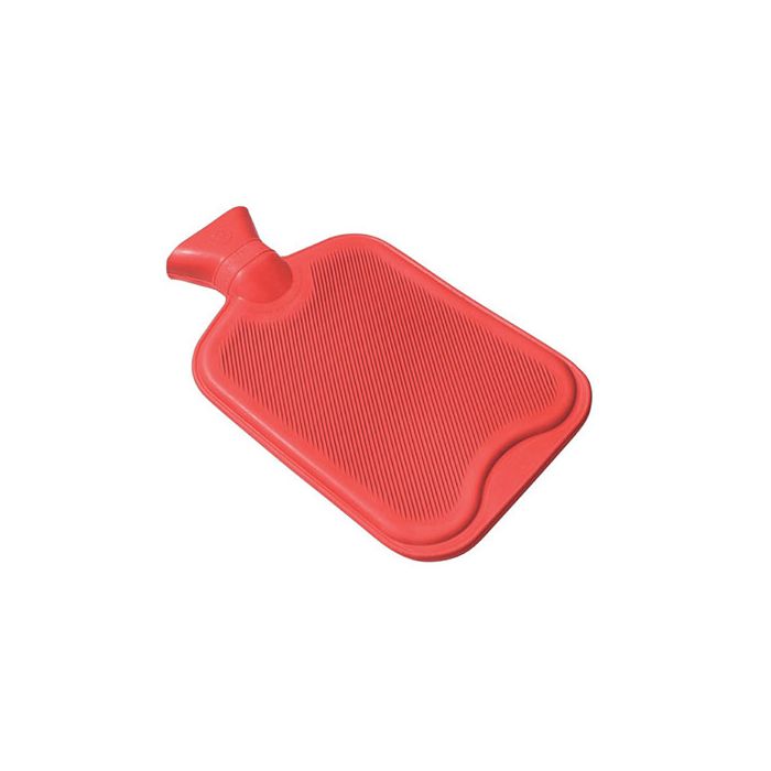 Red hot water bag for compressing Relieve muscle injuries or keep warm.  Place it on a white background. A device for holding hot water. To compress  before physical therapy. 6666108 Stock Photo