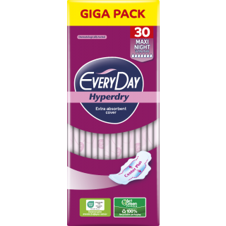 Every Day Giga Pack  Σερβιέτες Με Φτερά Hyperdry Maxi Night Ultra Plus 30τμχ