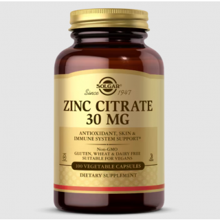 Solgar Zinc Citrate 30mg, 100 Vegetable Caps