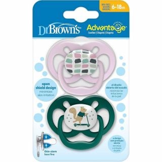 Dr. Brown's Advantage™ Silicone Soother 6-18m Pink-Green (PA22001) 2Items