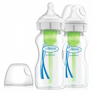 Dr. Brown's Options+ Anti-colic Glass Baby Bottle Wide Neck 2 x 270ml (WB92700)