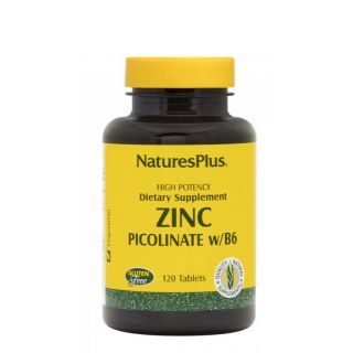 Nature's Plus Zinc Picolinate w/B6 Συμπλήρωμα Διατροφής με Ψευδάργυρο & Βιταμίνη Β6 & Πρωτεΐνη Ρυζιού 120ταμπλέτες