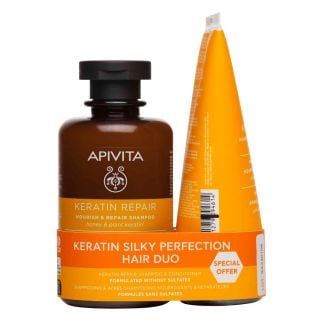 Apivita Promo Keratin Σαμπουάν Αναδόμησης 250ml & Κρέμα Μαλλιών Θρέψης & Επανόρθωσης για Ξηρά & Ταλαιπωρημένα Μαλλιά 150ml