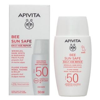 Apivita Bee Sun Safe Daily Age Repair Spf50 50ml Λεπτόρρευστο Αντηλιακό Προσώπου για Ρυτίδες & Πανάδες