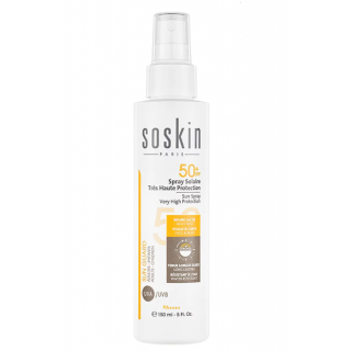 Soskin Sun Spray Very High Protection Body SPF50+ 150ml Αδιάβροχο Αντηλιακό Σώματος σε Μορφή Σπρέι Πολύ Υψηλής Προστασίας SPF50+ με Ελαφριά Υφή 