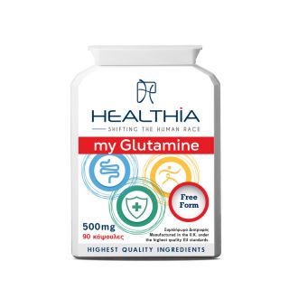 Healthia My Glutamine 500mg 90caps Συμπλήρωμα Διατροφής με Αμινοξύ Γλουταμίνη