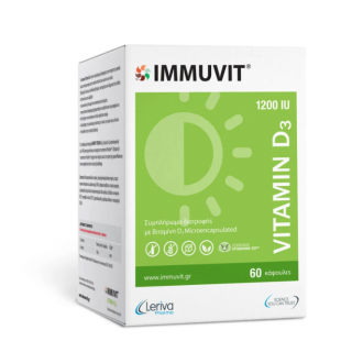 Leriva Immuvit Vitamin D3 1200IU 60 Caps Συμπλήρωμα Διατροφής με Βιταμίνη D3