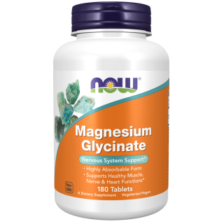 Now Foods Magnesium Glycinate Συμπλήρωμα Διατροφής με Μαγνήσιο για την Ενίσχυση του Νευρικού Συστήματος 180tabs