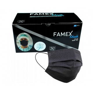 Famex Μάσκα Προστασίας ΜΑΥΡΗ Τύπου IIR Μιας Χρήσης 50 Τεμάχια
