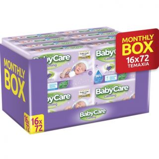 Babylino BabyCare Calming Pure Water Baby Wipes with Organic Lavender & Cotton Extracts 16 x 72 items