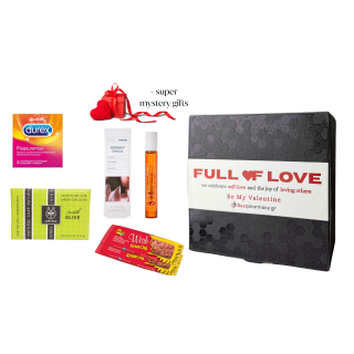 Be My Valentine Box No.2 with Durex Pleasuremax 6 Προφυλακτικά & Apivita Σαπούνι με Ελιά 125gr & Korres White Tea Άρωμα 10ml & Wish Σοκολατένια Μπάρα Δημητριακών Stevia 2τμχ & Δώρα Έκπληξη 1pc