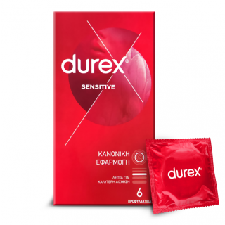 Durex Sensitive Thin Condoms 6 items Προφυλακτικά με Λεπτό Σχεδιασμό για Μεγαλύτερη Ευαισθησία και Άψογη Εφαρμογή