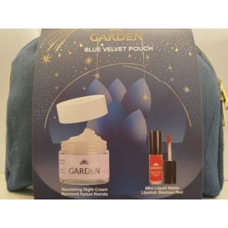 Garden Blue Velvet Pouch με Θρεπτική Κρέμα Νυκτός με Αβοκάντο 50ml & Mini Υγρό Ματ Κραγιόν Glorious Red 2ml