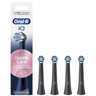 Oral-B iO Gentle Care Black Ανταλλακτικές Κεφαλές Ηλεκτρικής Οδοντόβουρτσας για Ευαίσθητα Δόντια & Ούλα Μαύρο Χρώμα 4τεμάχια