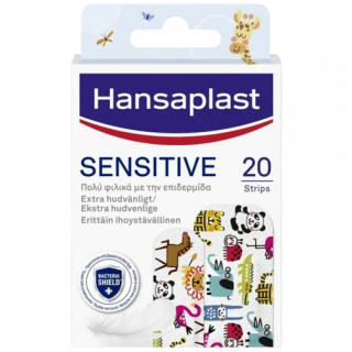 Hansaplast Sensitive Kids Animals 20strips Επιθέματα μικρών Τραυμάτων με Φιγούρες από Ζωάκια