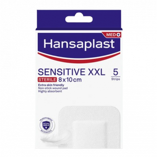 Hansaplast Med+ Sensitive XXL Sterile 8x10cm 5τεμάχια Αποστειρωμένα Αυτοκόλλητα Επιθέματα