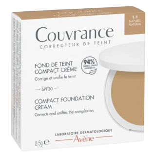 Avene Couvrance Compact Foundation Cream 1.1 Natural Spf30 8.5gr Make-up σε Μορφή Στερεής Κρέμας