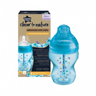 Tommee Tippee Closer To Nature Μπιμπερό Κατά των Κολικών με Θηλή Σιλικόνης 0+m Μπλε 260ml