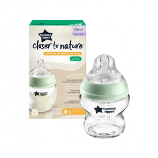 Tommee Tippee Closer To Nature Γυάλινο Μπιμπερό Κατά των Κολικών με Θηλή Σιλικόνης 0+m Πράσινο 150ml