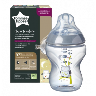 Tommee Tippee Closer to Nature Πλαστικό Μπιμπερό με Θηλή Σιλικόνης 0+m 260ml