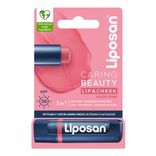 Liposan Caring Beauty Νude Pink Lip Balm Spf30 4.8g Ενυδατικό Χειλιών με Χρώμα