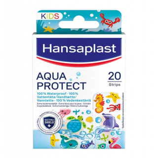 Hansaplast Aqua Protect Kids 100% Waterproof & Transparent 20strips Επιθέματα Μικρών Τραυμάτων με Φιγούρες από Ζωάκια της Θάλασσας