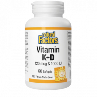 Natural Factors Vitamin K 120mcg + D 1000IU 60softgels Συμπλήρωμα Διατροφής για Ενίσχυση του Ανοσοποιητικού & την Υγεία των Οστών