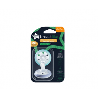 Tommee Tippee BreastLike Ορθοδοντικές Πιπίλες Σιλικόνης 6-18m Μωβ/ Μέντα Για τη Μετάβαση Mεταξύ Στήθους & Πιπίλας 2τμχ
