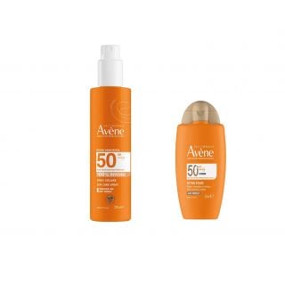 Avene PromoUltra Fluid Perfecteur Face Sunscreen Spf50 50ml & Spray Solaire Spf50 100% Invisible Sunscreen for Face & Body 200ml