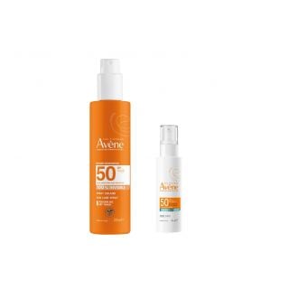 Avene Promo Anti-Imperfection Fluide SPF50 Blemish-Reducing Face Sunscreen 40ml & Spray Solaire Spf50 100% Invisible Sunscreen for Face & Body 200ml