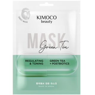Kimoco Beauty Mask Green Tea Ρυθμιστική & Τονωτική Μάσκα Προσώπου με Εκχύλισμα Πράσινου Τσαγιού & Προβιοτικά 23ml