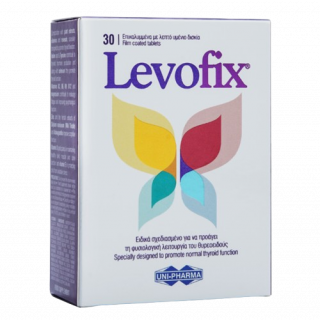 Uni-Pharma Levofix 30tabs Συμπλήρωμα Διατροφής για τη Φυσιολογική Λειτουργία του Θυροειδούς