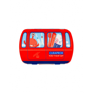 Curaprox Kids Παιδικό Ταξιδιωτικό Πακέτο Στοματικής Υγιεινής για 6+ Χρονών Κόκκινο (Οδοντόκρεμα 10ml, Οδοντόβουρτσα & Μεσοδόντια Βουρτσάκια σε μεγέθη 06 & 07)