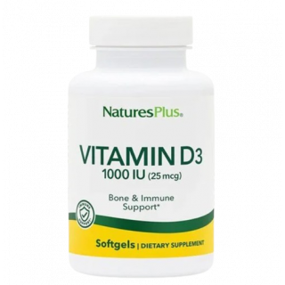 Nature's Plus Vitamin D3 1000 IU 30softgels Συμπλήρωμα Διατροφής D3 για Ενίσχυση Ανοσοποιητικού & Οστών