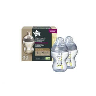 Tommee Tippee Closer To Nature Πλαστικό Μπιμπερό Ollie the Owl 0m+ με Θηλή Σιλικόνης 2x260ml