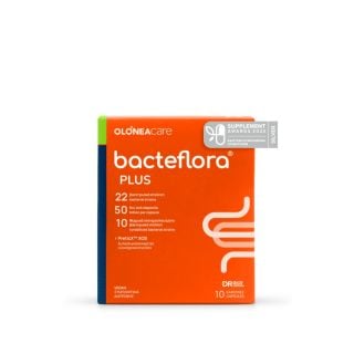 Olonea BacteFlora Plus Συνδυασμός υψηλής συγκέντρωσης Προβιοτικών ευρέως φάσματος & Πρεβιοτικού 10κάψουλες