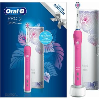 Oral-B Pro 2 2500 Design Edition Cross Action Ροζ Ηλεκτρική Οδοντόβουρτσα