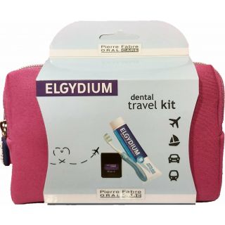 Elgydium Dental Travel Kit Φούξια Νεσεσέρ με 3 Τεμάχια (Οδοντόβουρτσα, Οδοντόκρεμα, Οδοντικό Νήμα)