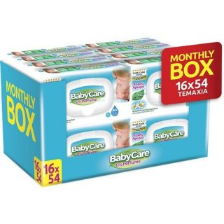 Babylino BabyCare 0% Fragrance Pure Water Baby Wipes 16 x 54items