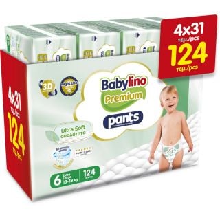Babylino Premium Ultra Soft Pants Νο6 Extra Large (13-18kg) 124pcs (4x31pcs)