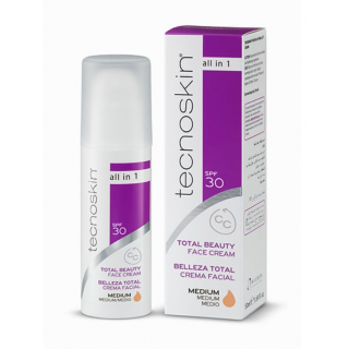 Tecnoskin Total Beauty Face Cream Medium SPF30 Αντιρυτιδική Κρέμα Προσώπου All Ιn One Σε Medium Απόχρωση 50ml