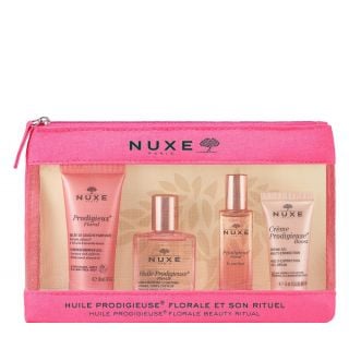 Nuxe Prodigieuse Floral Travel Kit – Skincare Set with Perfume, Dry Oil, Shower Gel & Gel Cream