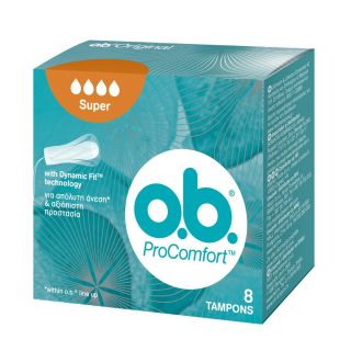 O.B. ProComfort Curved Grooves Super Ταμπόν για Αυξημένη Ροή 8τμχ