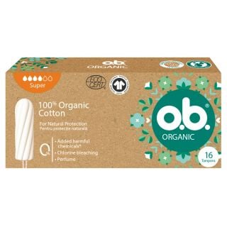 O.B. Organic Super Ταμπόν Μέτρια Έως Μεγάλη Ροή από 100% Οργανικό Βαμβάκι 16τμχ