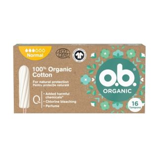 O.B. Organic Normal Ταμπόν για Κανονική Ροή από 100% Οργανικό Βαμβάκι 16τμχ